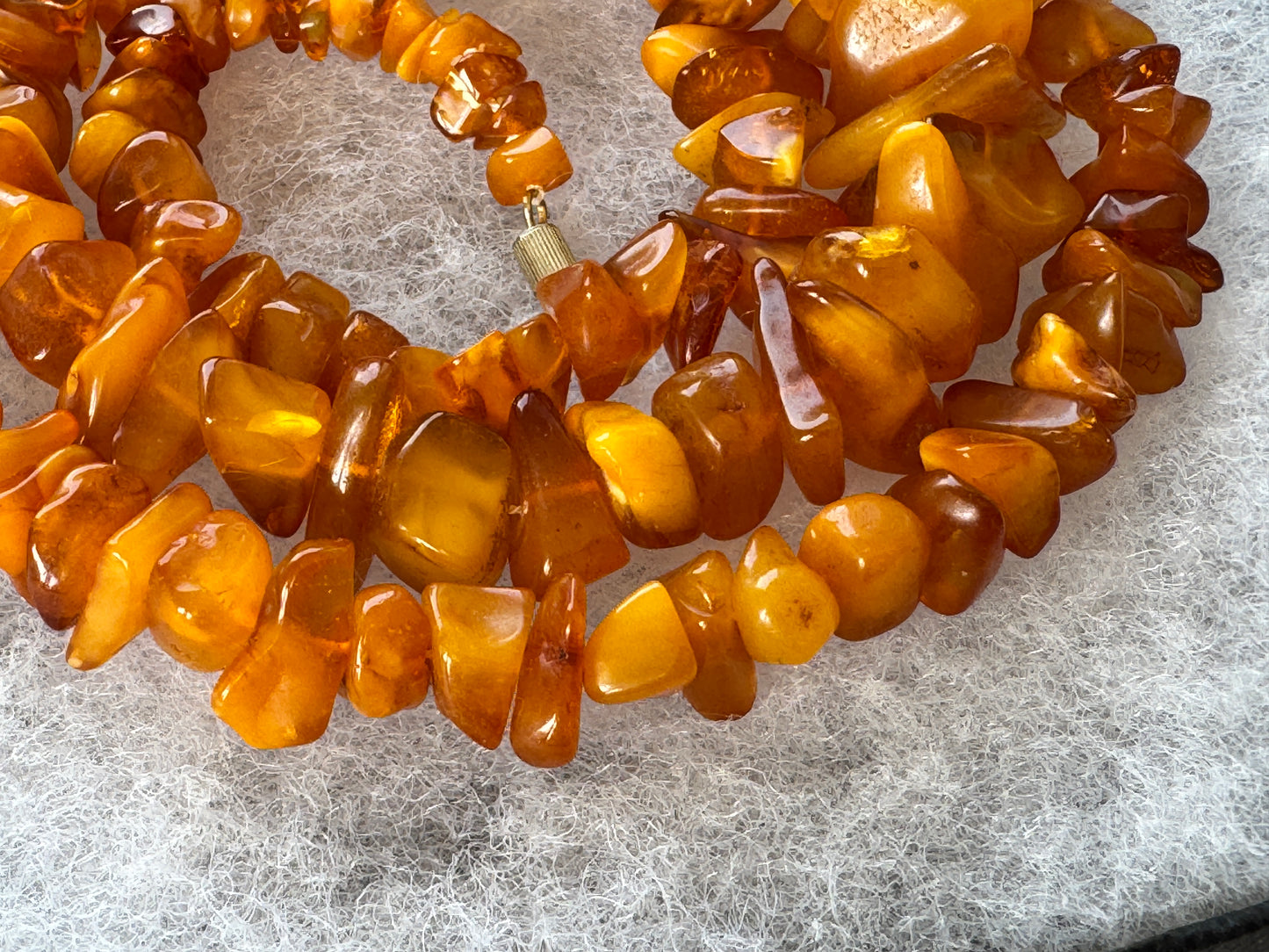 Vintage Natural Butterscotch Baltic Amber Nugget 27" Long Necklace With Barrel Clasp