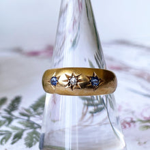 Cargar imagen en el visor de la galería, Antique 18ct Gold Diamond &amp; Sapphire Gypsy Ring, Chester 1905
