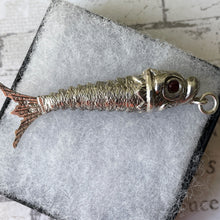 Lade das Bild in den Galerie-Viewer, Victorian Silver &amp; Ruby Articulated Fish Pendant Fob
