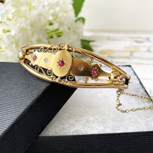 Load image into Gallery viewer, Victorian Pinchbeck Gold, Diamond &amp; Ruby Bangle
