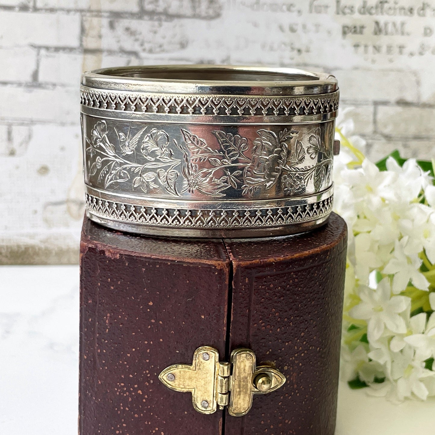 Victorian Aesthetic 1881 Sterling Silver Bangle In Original Fitted Box