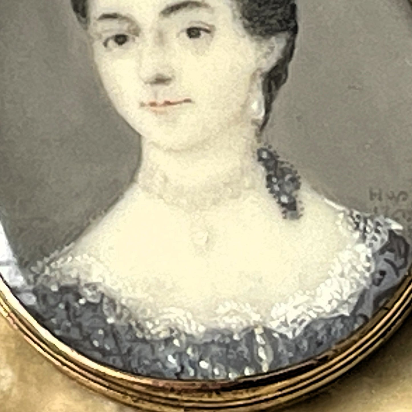 Georgian Signed Portrait Miniature Gilt Locket Pendant, 1767