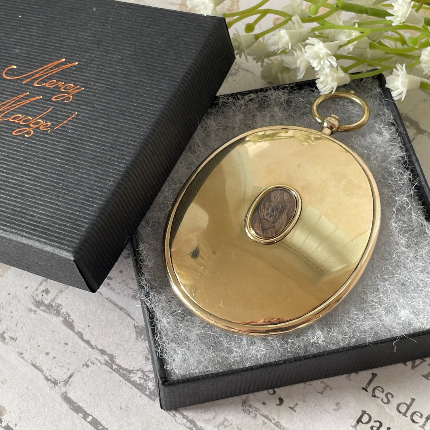 Georgian 18ct Gold Large Portrait Miniature Pendant With Hairwork