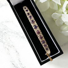 Charger l&#39;image dans la galerie, Vintage 9ct Gold, Diamond &amp; Lavender Amethyst Bangle Bracelet
