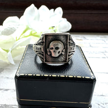 Load image into Gallery viewer, Vintage 1940s 800 Silver Nazi SS Totenkopf Skull Ring
