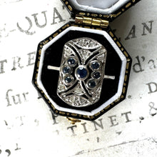 Load image into Gallery viewer, Antique 18ct White Gold Diamond &amp; Sapphire Cluster Ring
