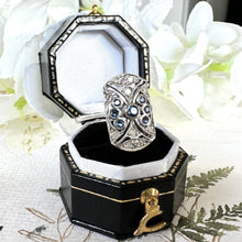 Load image into Gallery viewer, Antique 18ct White Gold Diamond &amp; Sapphire Cluster Ring
