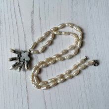 画像をギャラリービューアに読み込む, Antique Georgian Baroque Pearl &amp; Table Cut Diamond Sterling Silver Pendant Necklace
