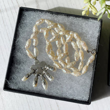 画像をギャラリービューアに読み込む, Antique Georgian Baroque Pearl &amp; Table Cut Diamond Sterling Silver Pendant Necklace
