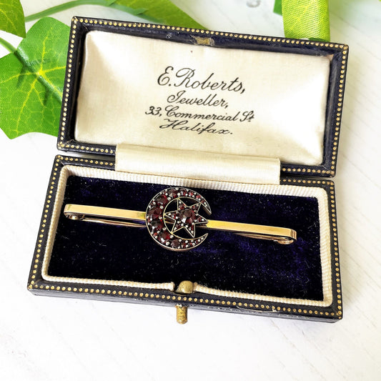 Antique Bohemian Garnet Gold Brooch