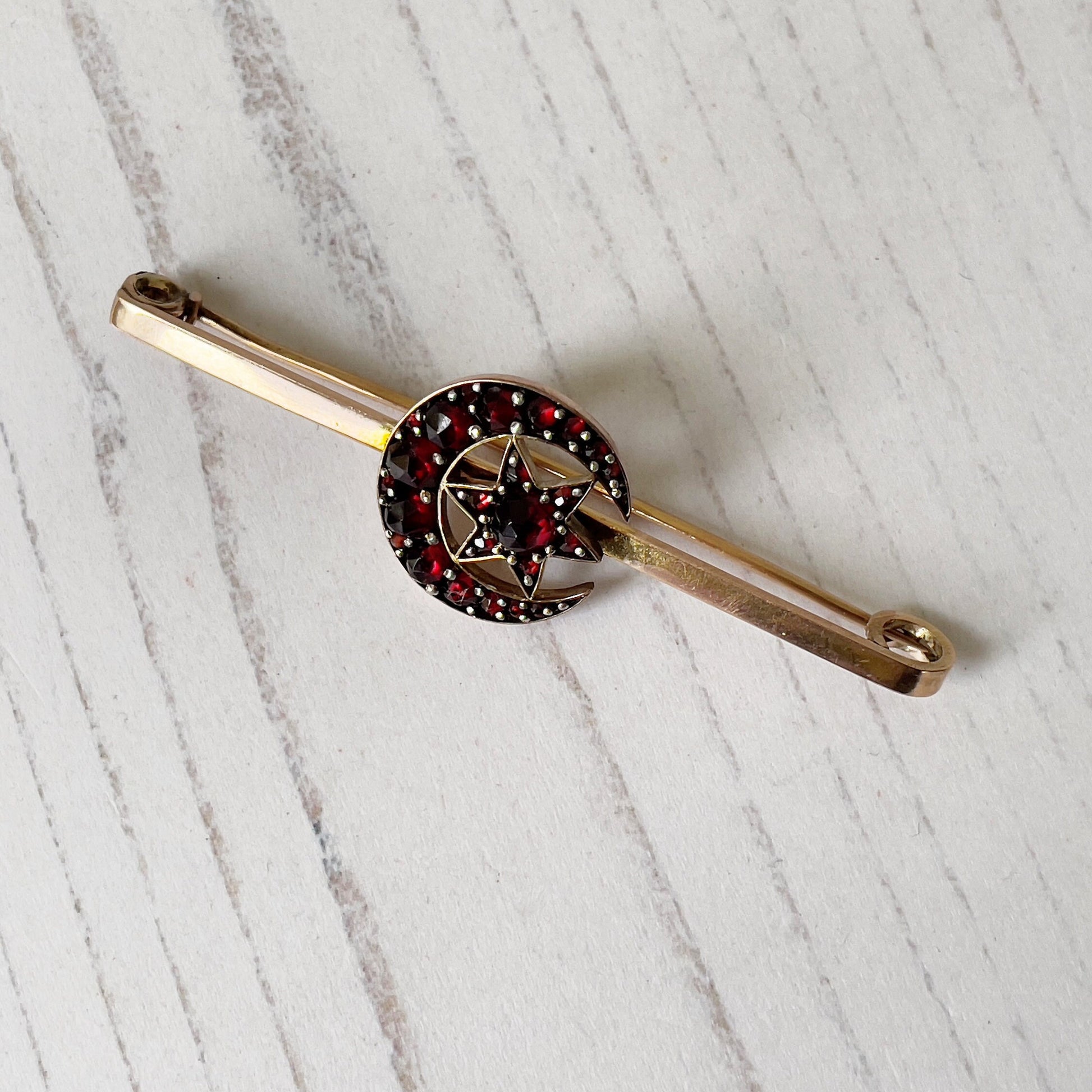 Antique Bohemian Garnet Gold Brooch