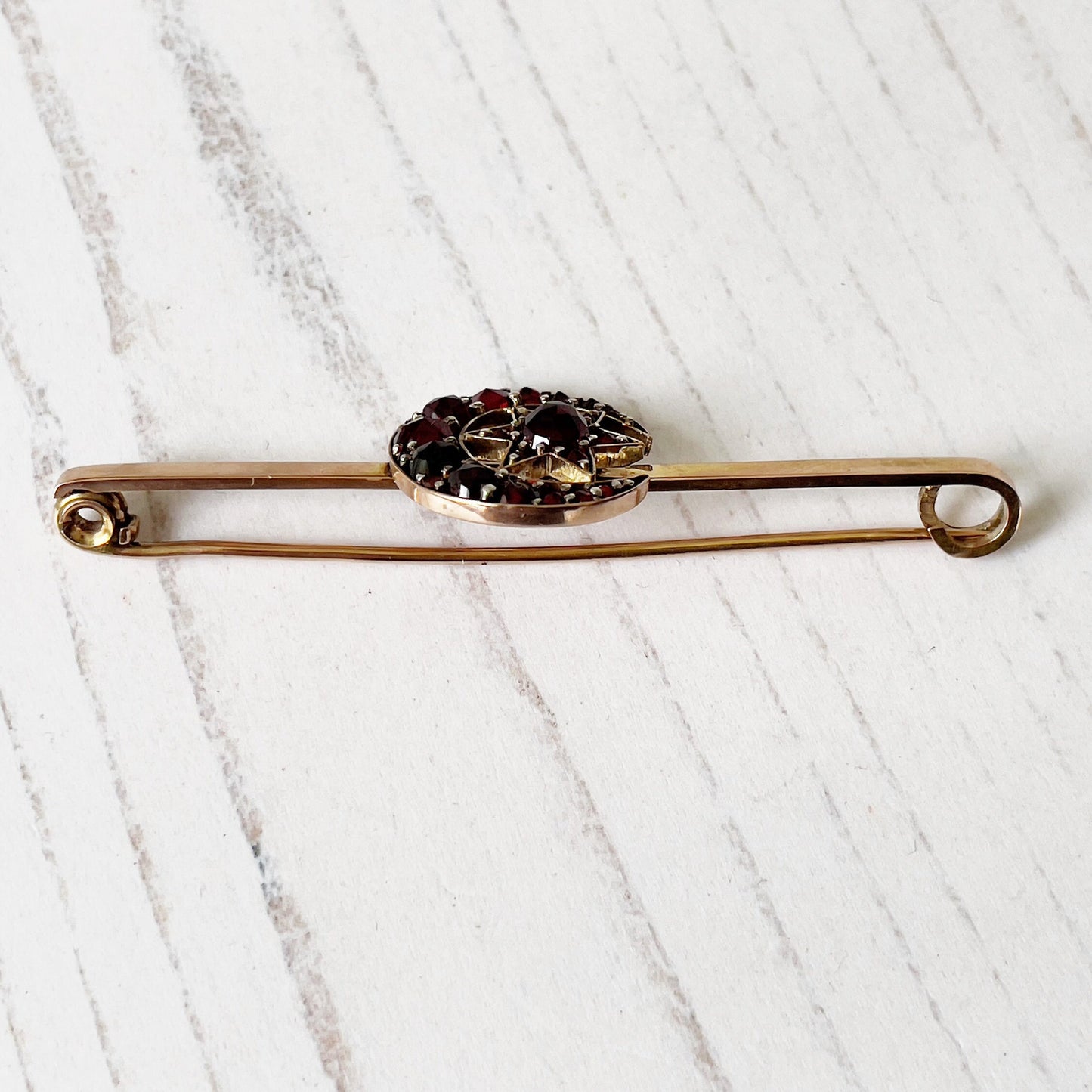 Antique Bohemian Garnet Gold Brooch