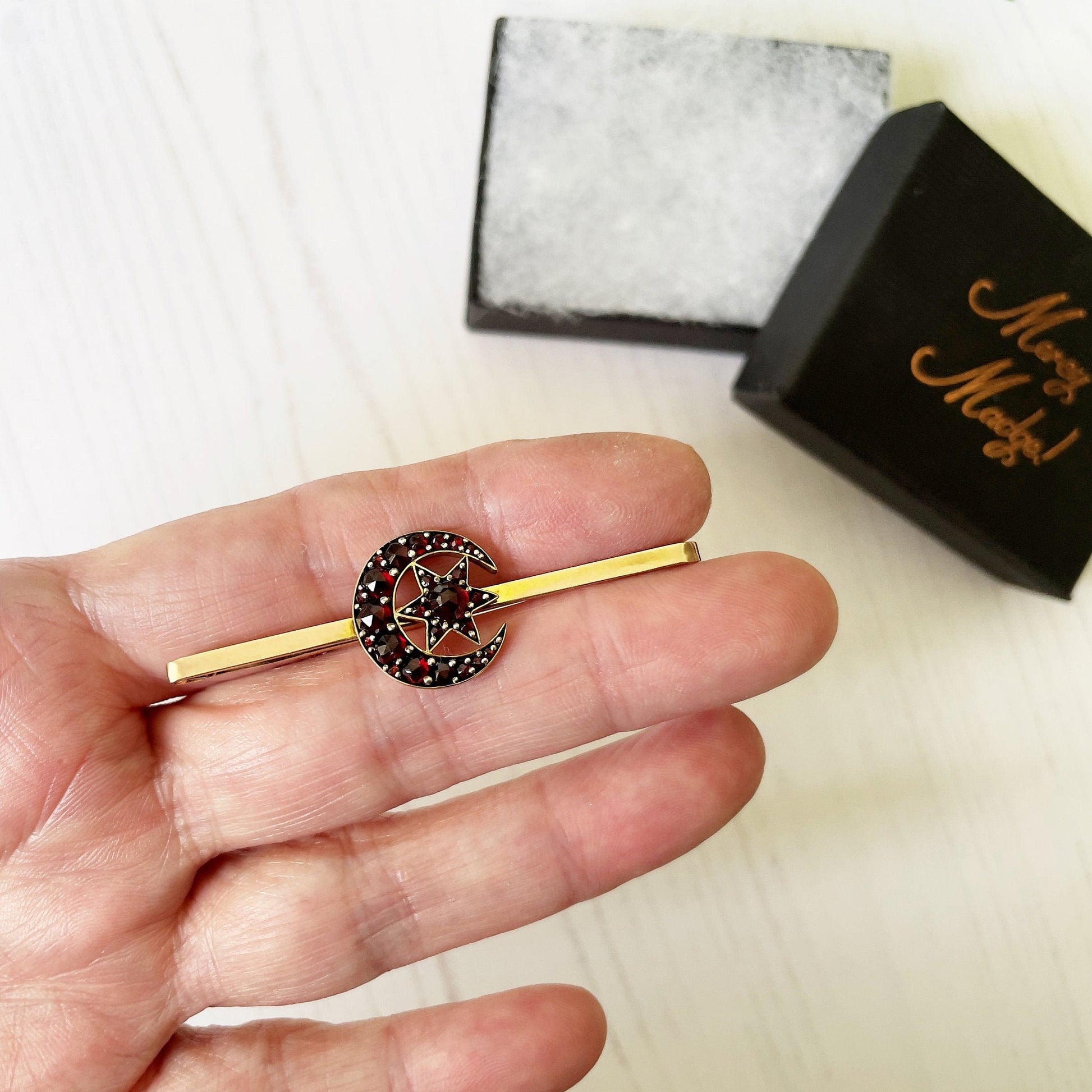 Antique Bohemian Garnet Gold Brooch