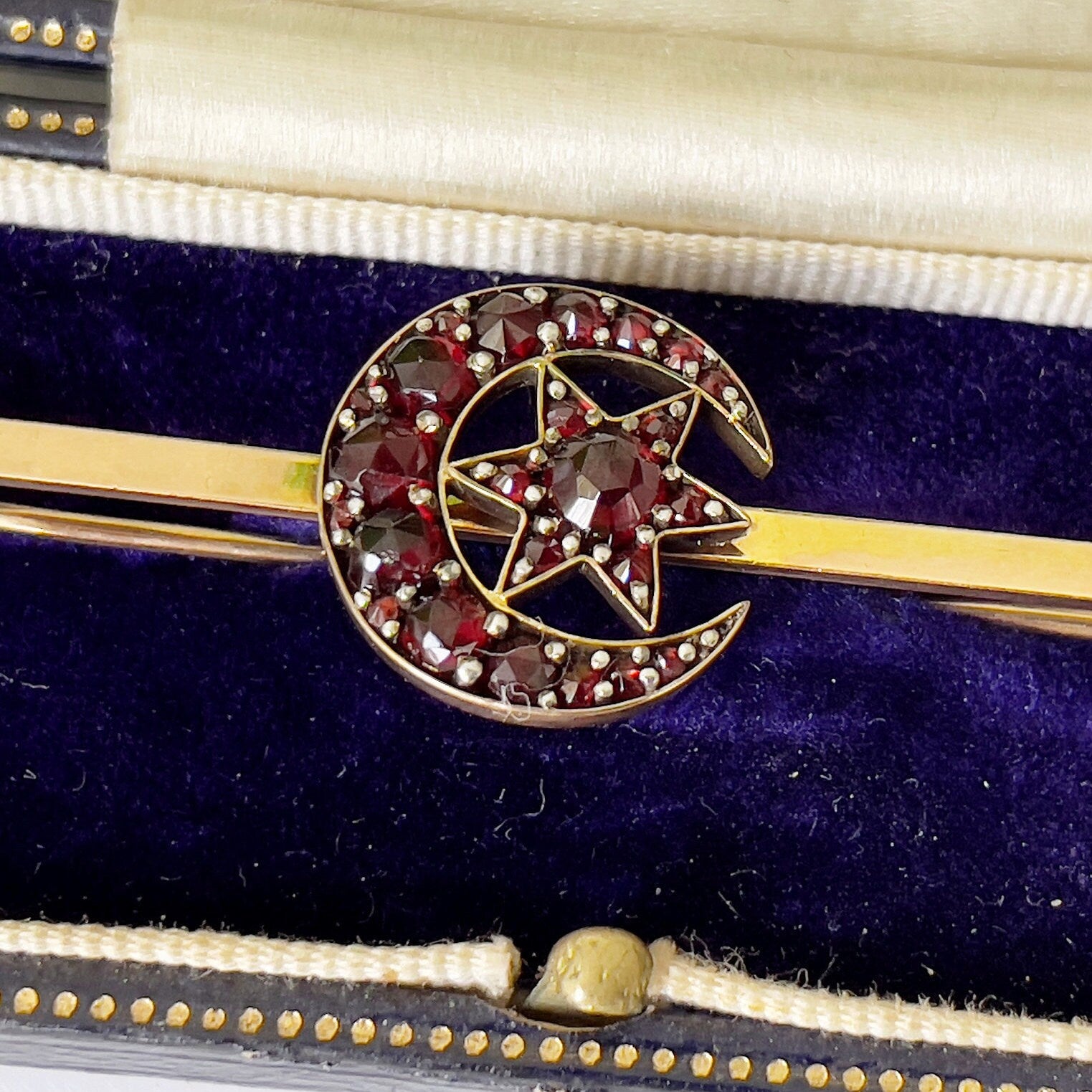 Antique Bohemian Garnet Gold Brooch