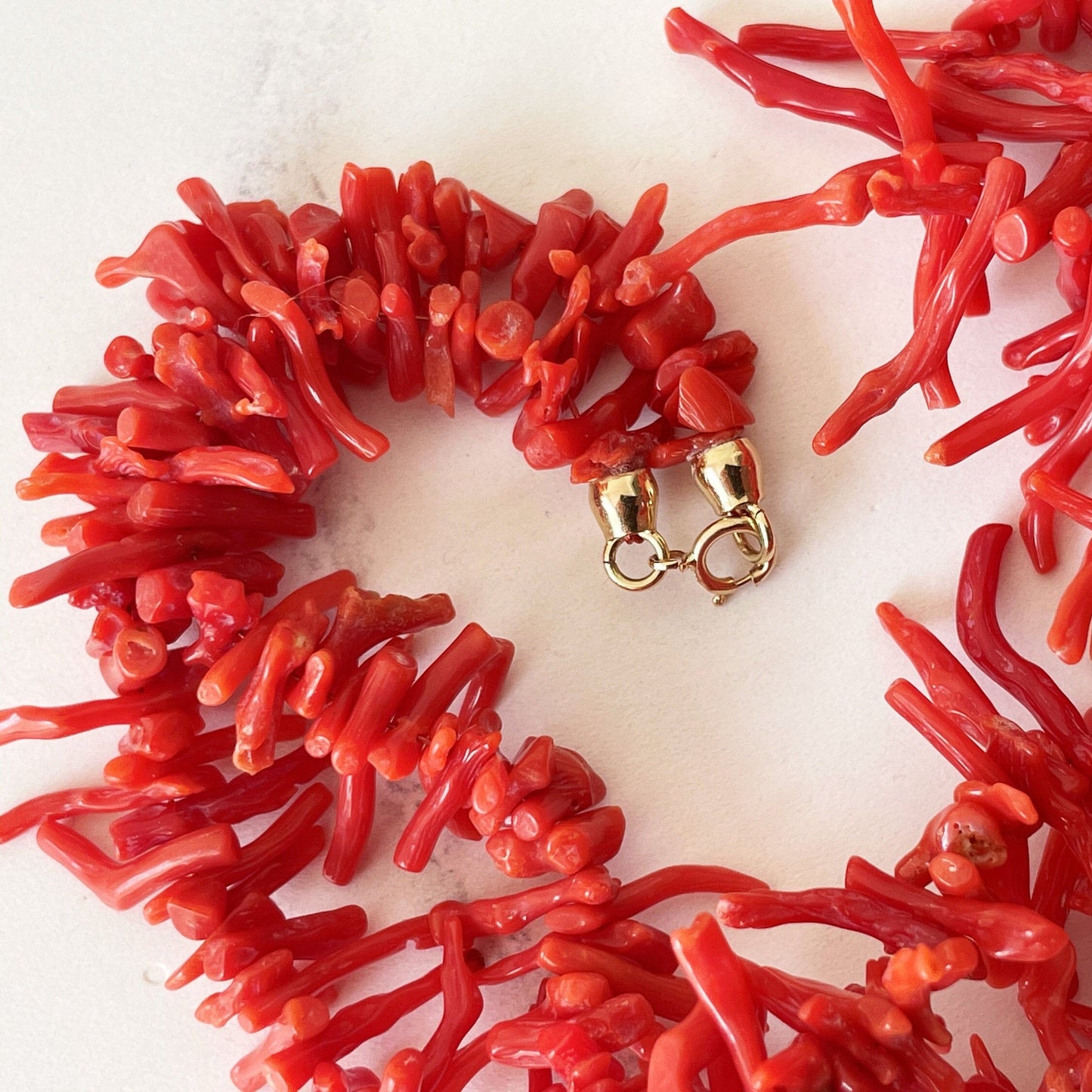 Vintage 14ct Gold Mediterranean Red Coral Necklace