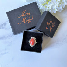 画像をギャラリービューアに読み込む, Art Deco Sterling Silver Coral Ring
