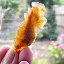 Charger l&#39;image dans la galerie, Vintage Carved Golden Brown Jade Fish Pendant
