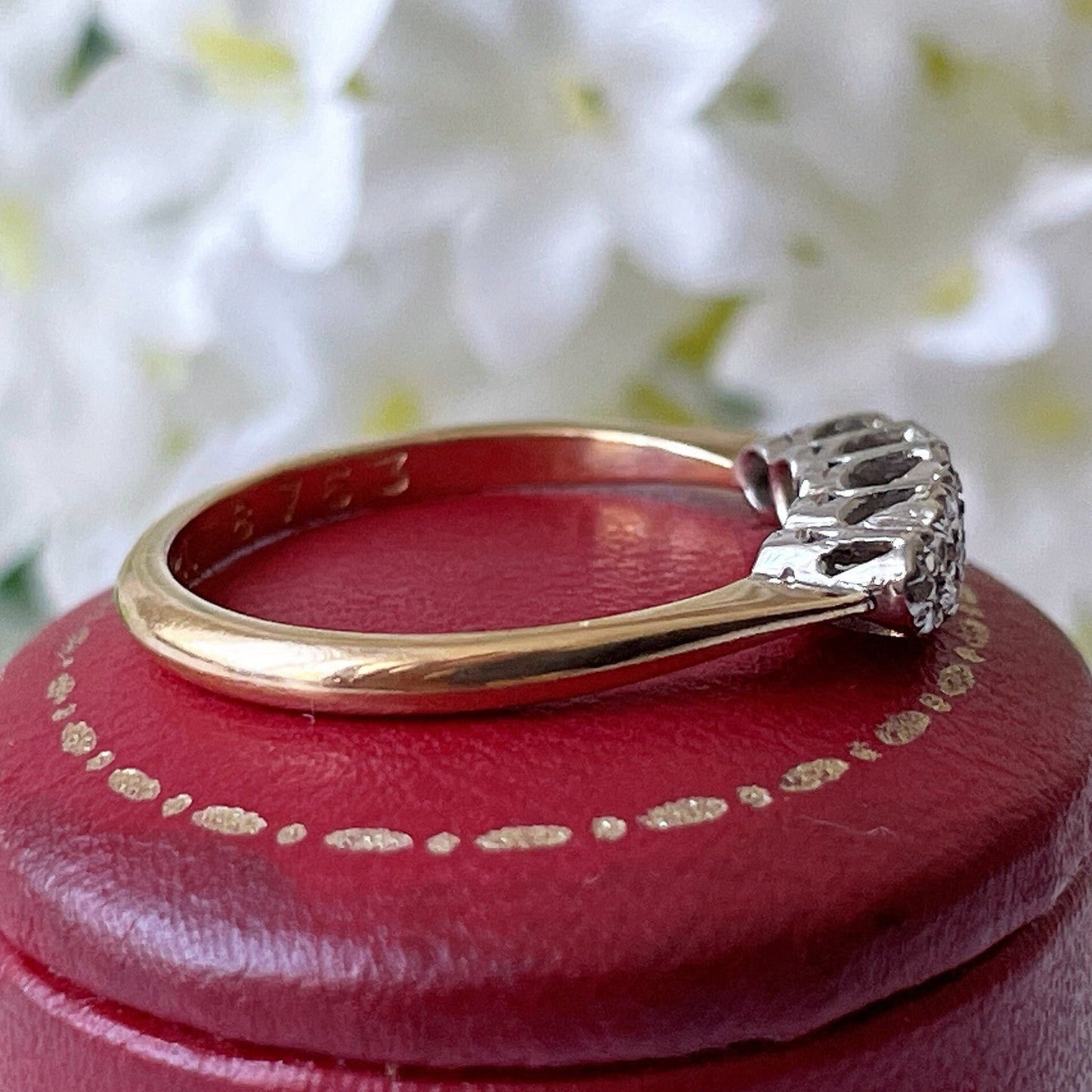 Art Deco 18ct Gold & Platinum Milligrain Set Diamond Ring