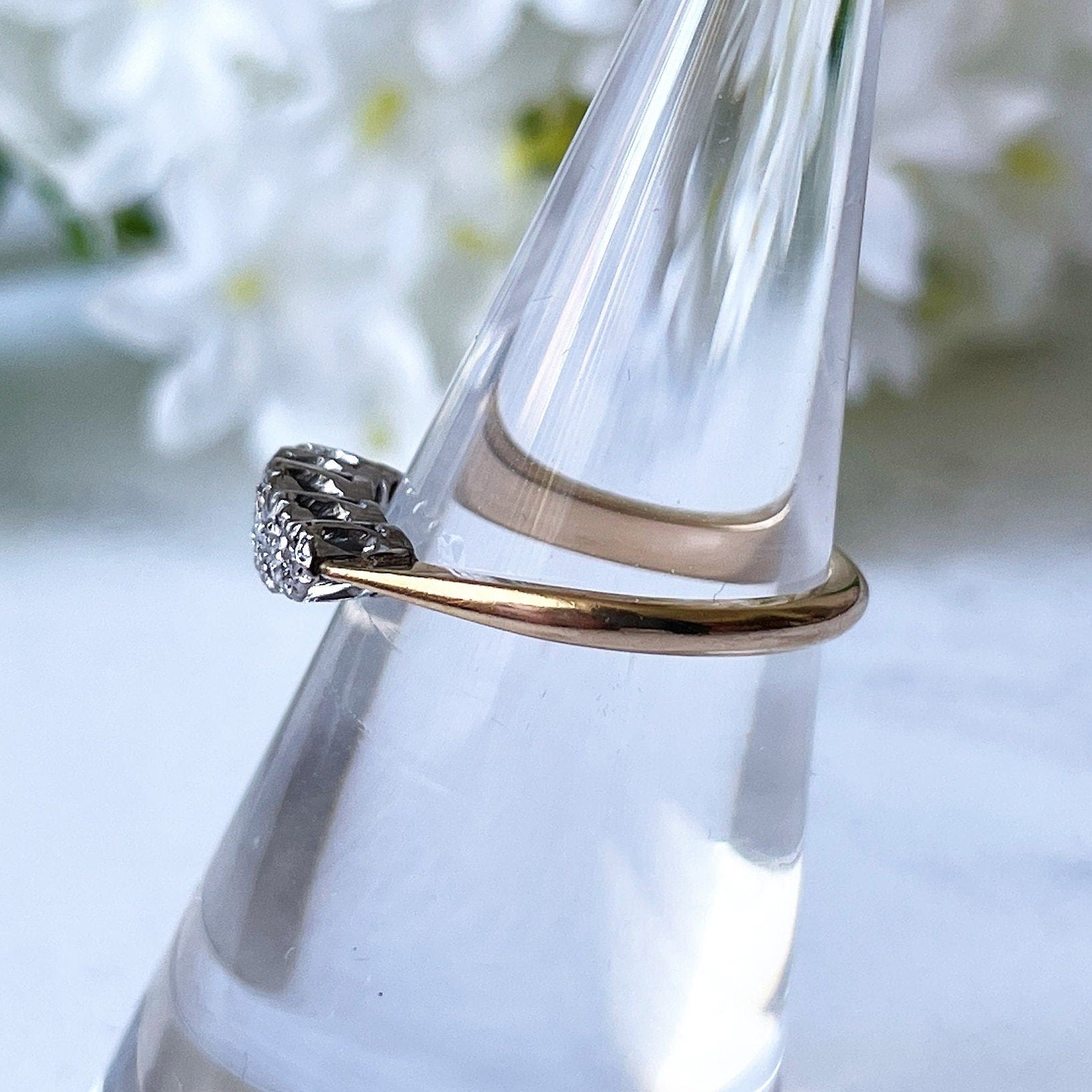 Art Deco 18ct Gold & Platinum Milligrain Set Diamond Ring
