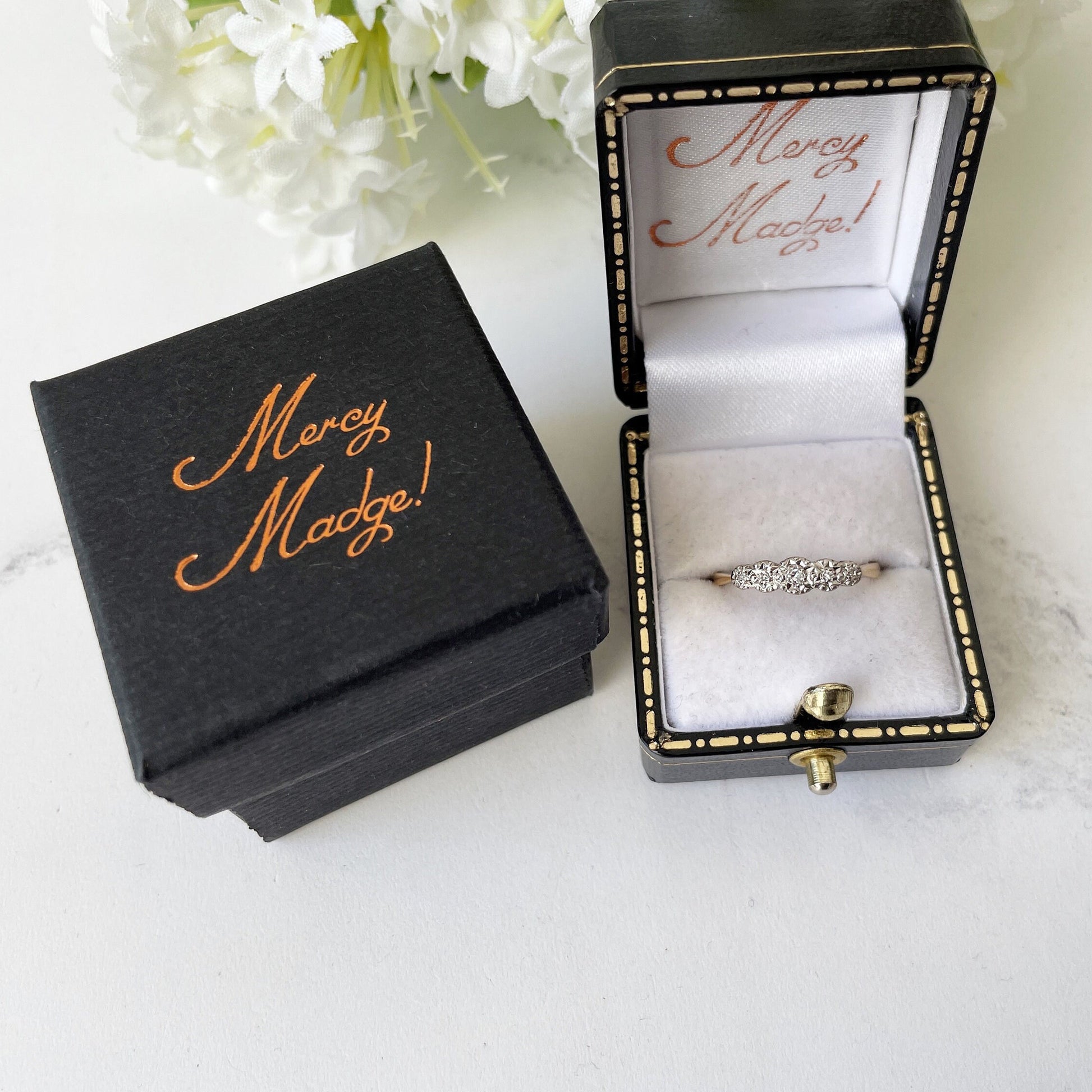 Art Deco 18ct Gold & Platinum Milligrain Set Diamond Ring