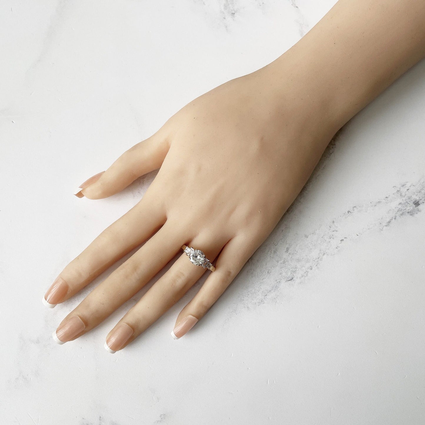 Vintage 9ct Gold White CZ Crystal Engagement Ring