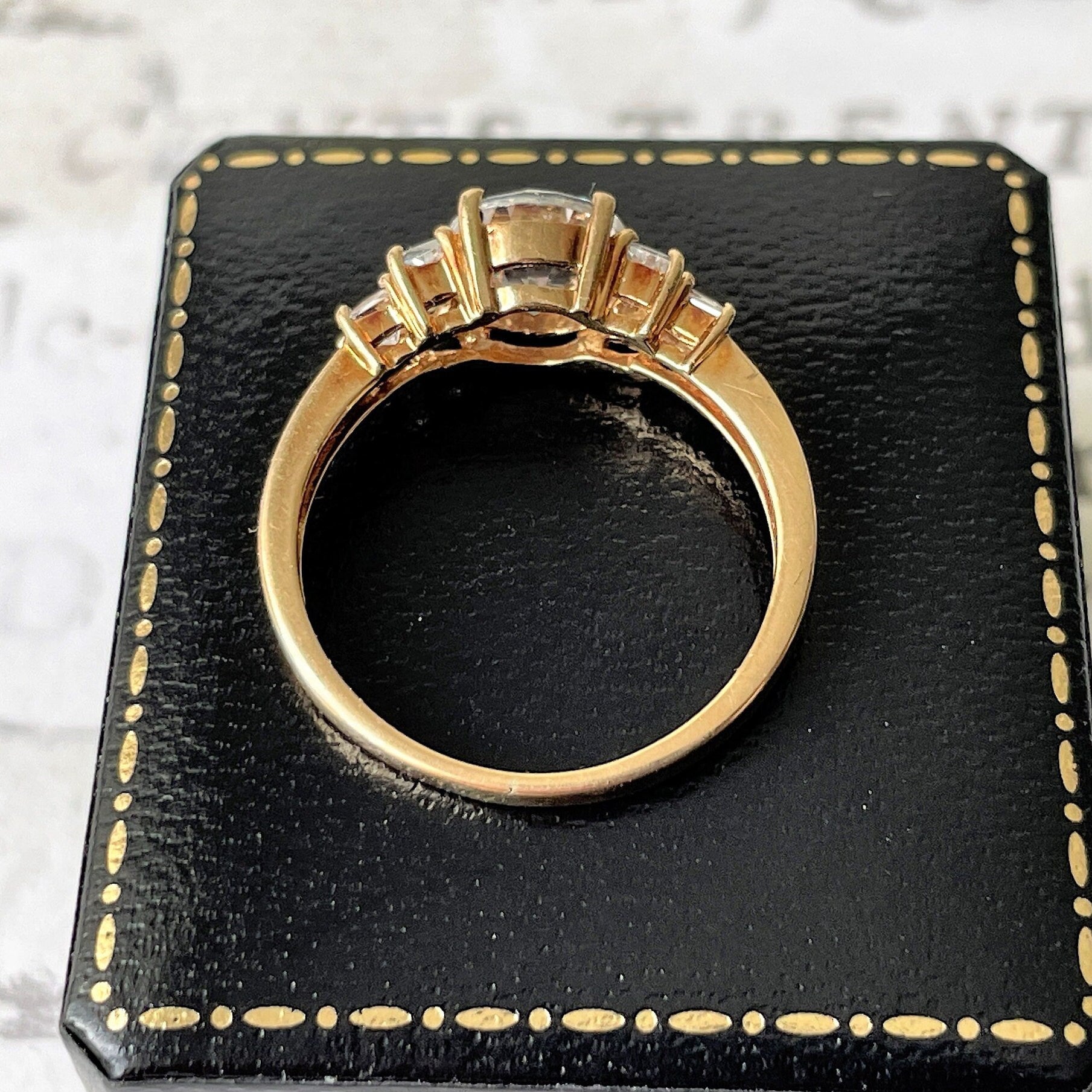 Vintage 9ct Gold White CZ Crystal Engagement Ring