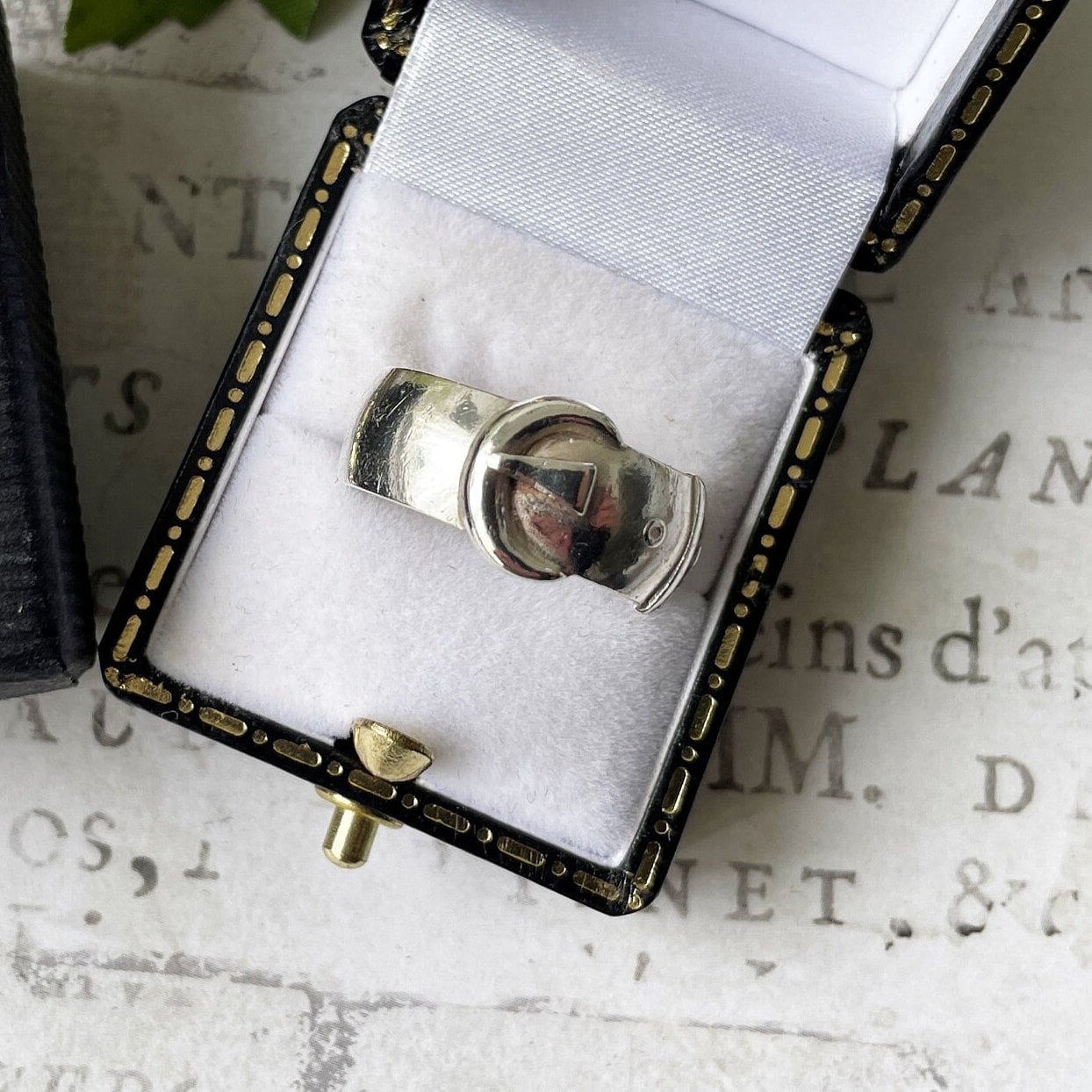 Antique English Silver Wide Band Buckle Ring, 1901 Hallmarks