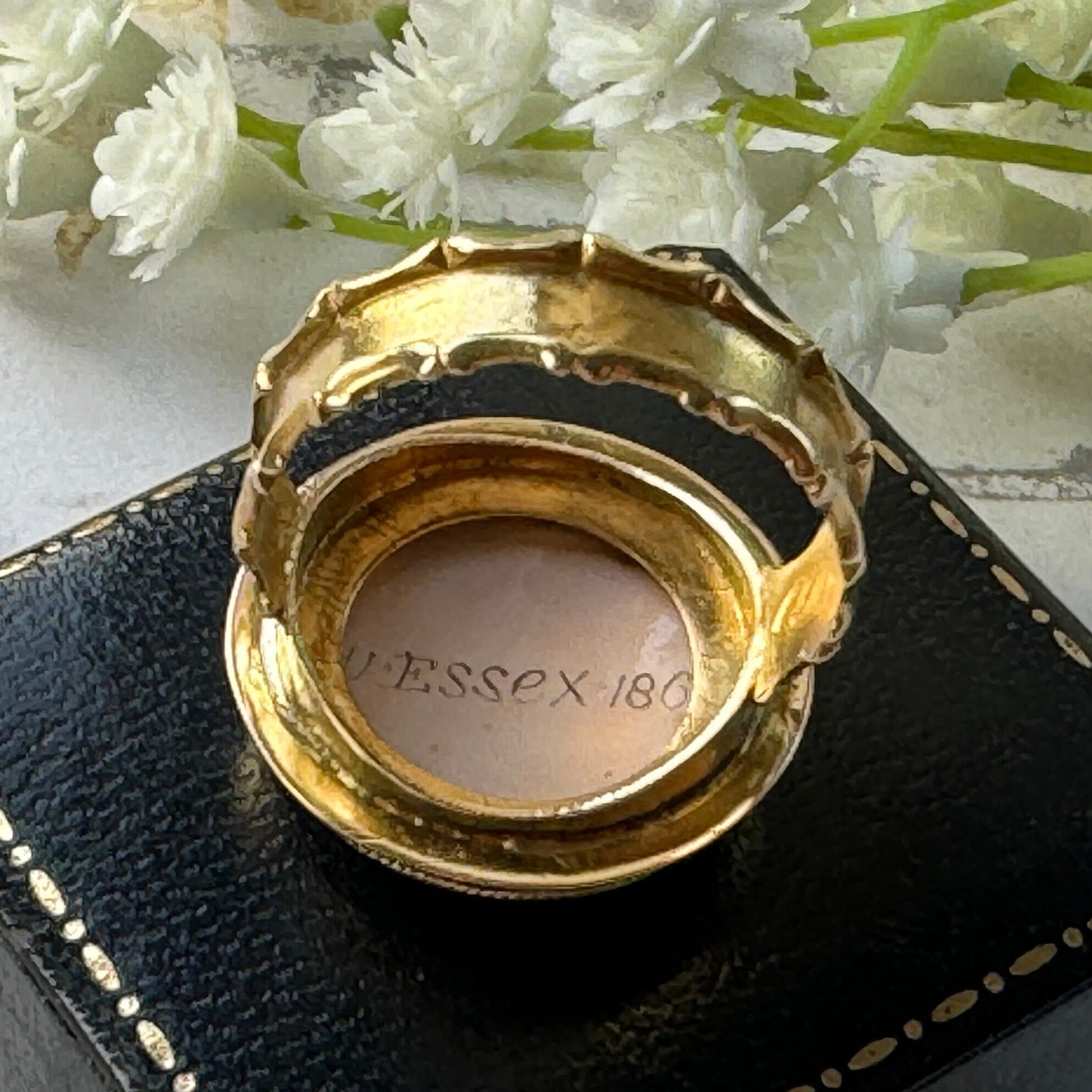 Victorian 18ct Gold William Essex Signed Portrait Miniature Mourning Ring