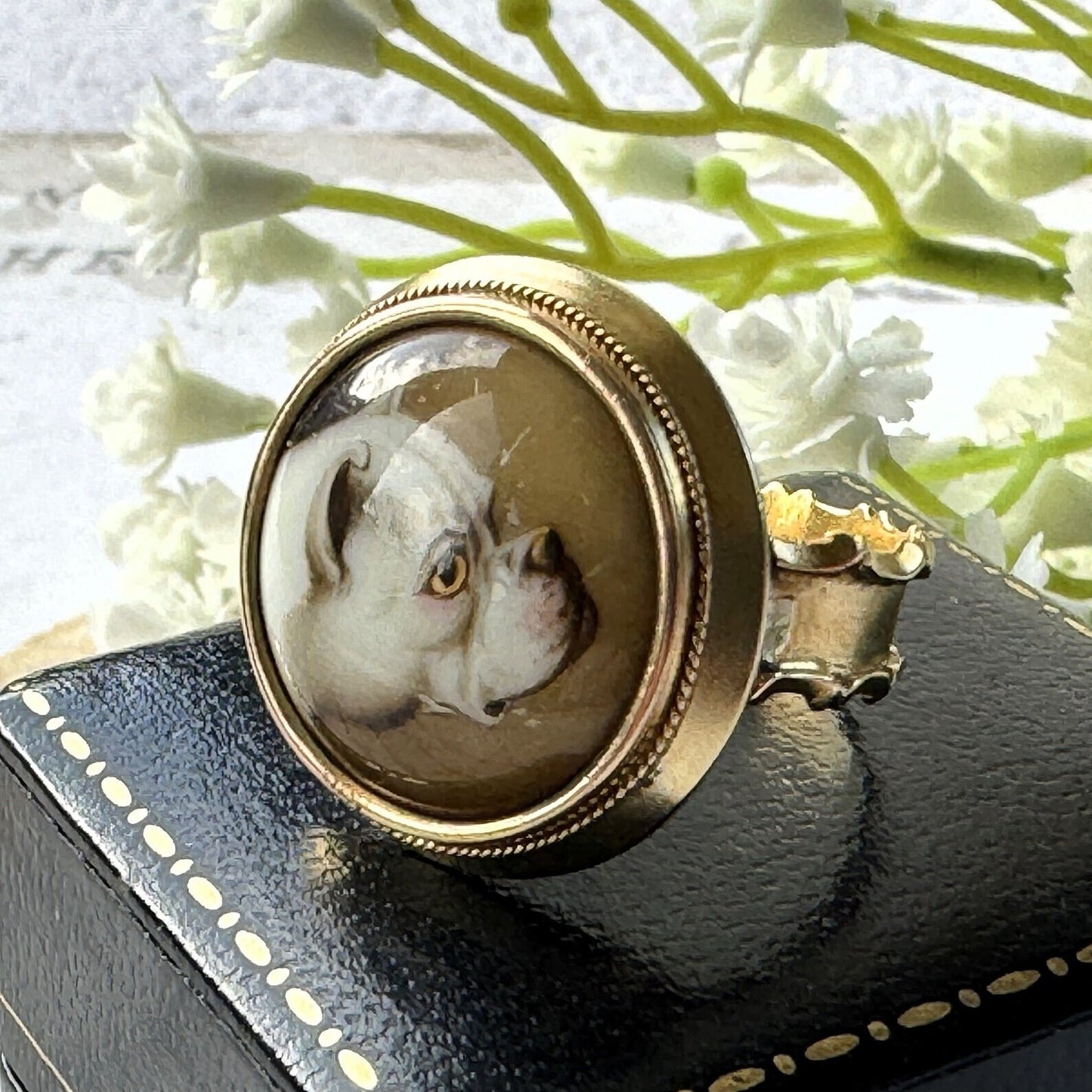 Victorian 18ct Gold William Essex Signed Portrait Miniature Mourning Ring