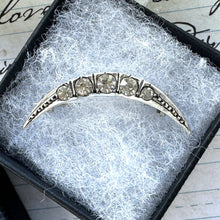 Load image into Gallery viewer, Antique 935 Silver Paste Diamond Crescent Moon Brooch/Lapel/Cravat Pin
