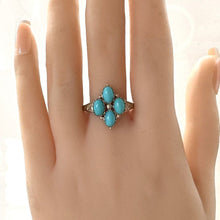 Carica l&#39;immagine nel visualizzatore di Gallery, Vintage 9ct Gold &amp; Turquoise Marquise Ring. Victorian Revival Engraved Gold Turquoise Gemstone Navette Ring. Yellow Gold Etruscan Ring
