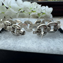 Load image into Gallery viewer, Vintage Art Deco Sterling Silver Tank Bracelet. Articulated Panel Silver Bracelet. Panther Link Chain Bracelet. Silver Bookchain Bracelet
