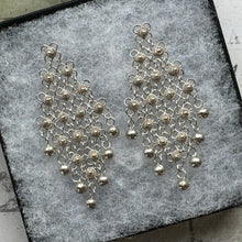 画像をギャラリービューアに読み込む, Vintage Silver Cannetille Rosette Chandelier Earrings. Fine Pure Silver Long Drop Marquise Earrings. Floral Chainmaille Earrings
