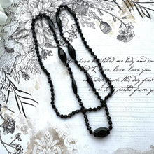画像をギャラリービューアに読み込む, Antique Victorian Black Vauxhall Glass Faceted Bead Necklace. 32&quot; French Jet Opera Necklace. Victorian Mourning Jewellery
