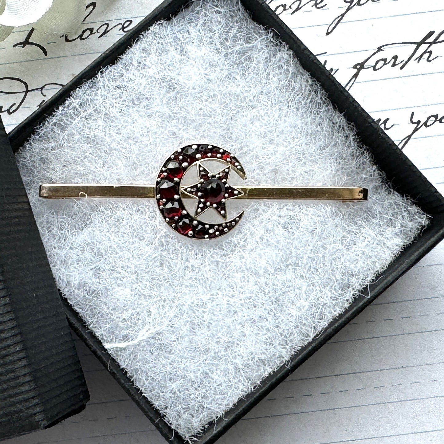 Antique Bohemian Garnet Gold Brooch