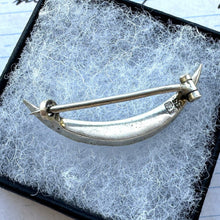 Carica l&#39;immagine nel visualizzatore di Gallery, Antique 935 Silver Paste Diamond Crescent Moon Brooch. Victorian Sterling Silver &amp; White Crystal Stock/Tie/Cravat Pin, Honeymoon Lapel Pin.
