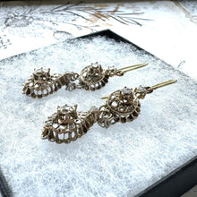 Cargar imagen en el visor de la galería, Antique Georgian Gold &amp; Mine Cut Rough Diamond Mughal Earrings. Long Pendeloque Drop Gold Earrings. Diamond Earrings With 18ct Gold Hooks

