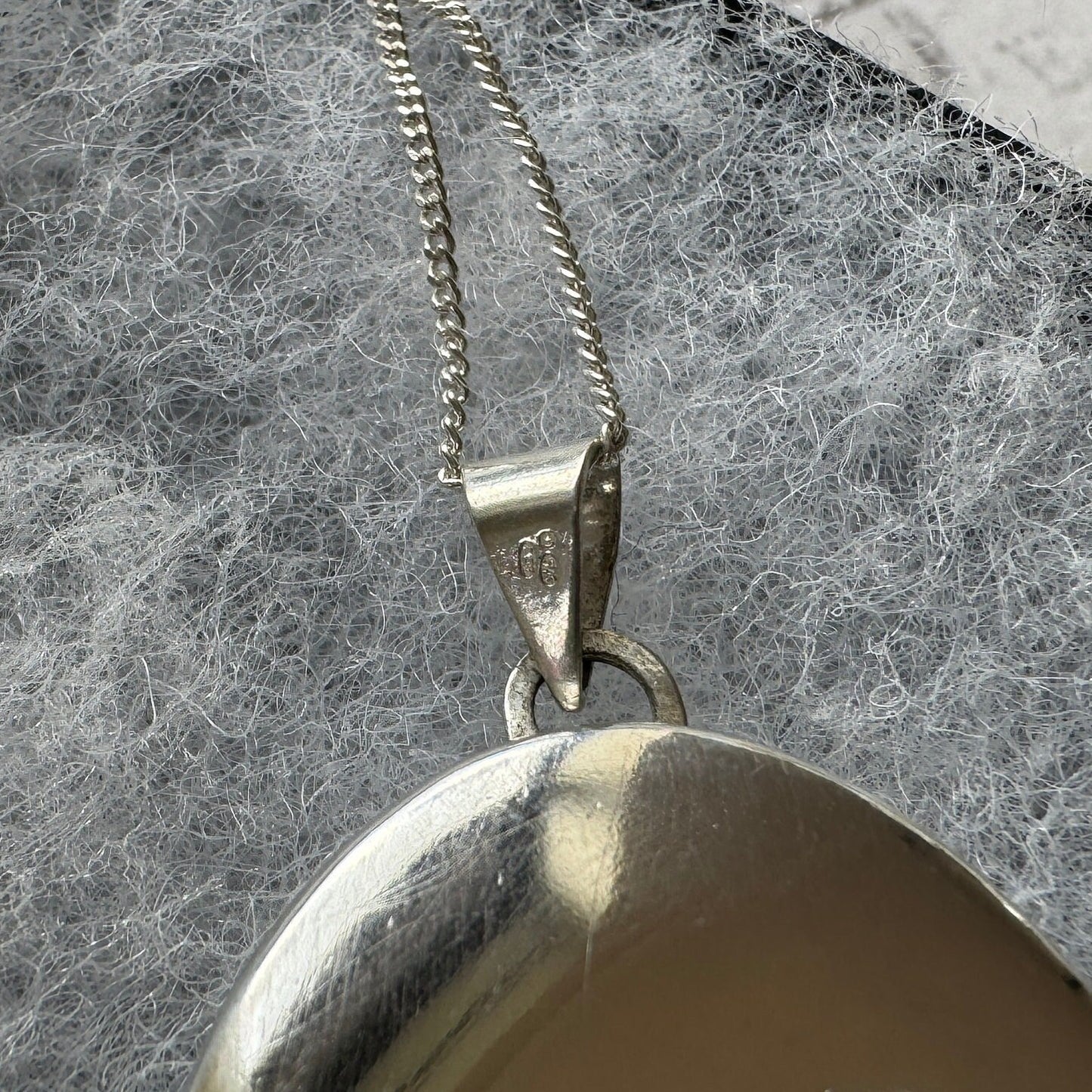 Vintage English Silver Large Oval Engraved Locket Pendant Necklace. Art Nouveau Style Floral Sterling Silver Photo/Keepsake Locket On Chain