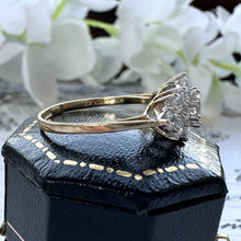 Lade das Bild in den Galerie-Viewer, Vintage 9ct Gold White Crystal East West Marquise Ring. 9ct Yellow Gold CZ Crystal Cluster Boat Ring. Sparkling Cocktail Ring, Size L/5.75
