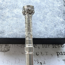 Load image into Gallery viewer, Rare Georgian Silver Perpetual Calendar &amp; Propelling Pencil With Carnelian Seal. Antique Sterling Silver Combination Telescopic Pencil c1825
