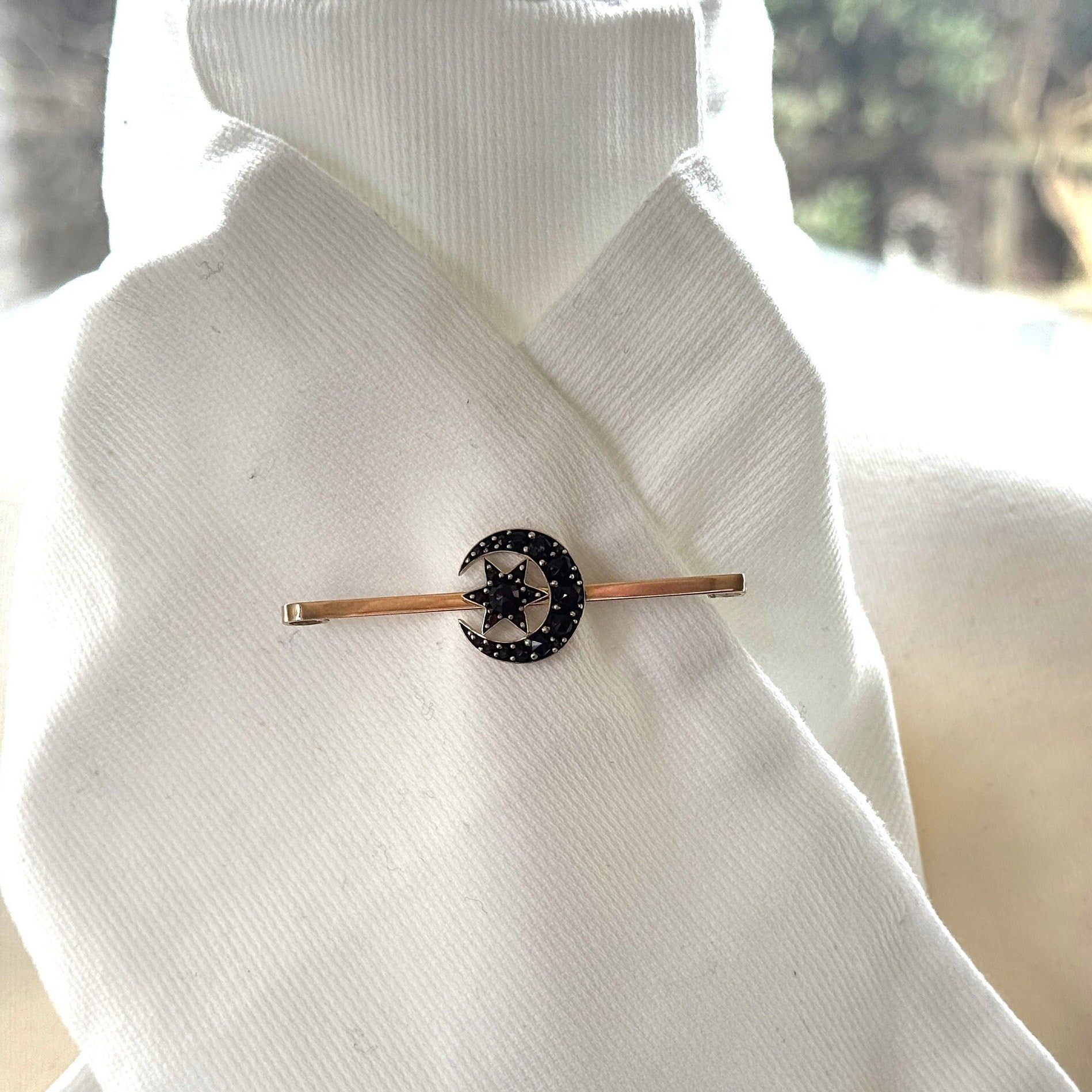 Antique Bohemian Garnet Gold Brooch