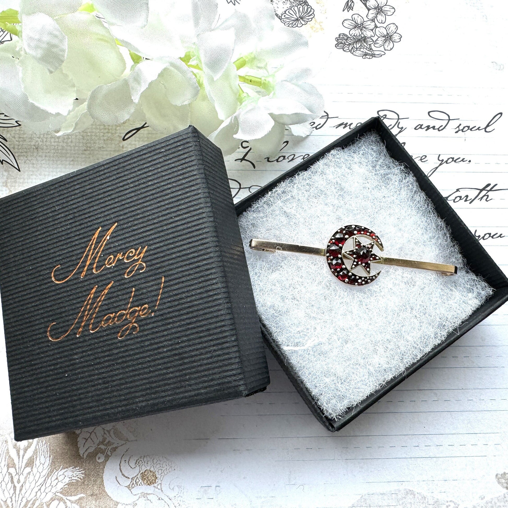 Antique Bohemian Garnet Gold Brooch