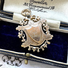 画像をギャラリービューアに読み込む, Antique Victorian 9ct Gold Large Pendant Fob. Chester 1892 Engraved 9ct Gold Watch Chain Fob. Antique Rose Gold Fancy Fob Pendant.
