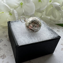 Load image into Gallery viewer, Vintage Sterling Silver Rare English Football Charm - Opens to Reveal Goalkeeper. Soccer Ball Small Pendant &amp; Optional Sterling Silver Chain
