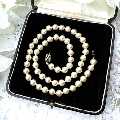 Vintage Classic Saltwater Pearl Necklace With Gold Vermeil Clasp