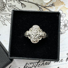 Cargar imagen en el visor de la galería, Antique Edwardian Sterling Silver Marcasite Cross Ring. English Art Nouveau Silver Maltese Cross Ring, Size P - UK / 7-3/4 - US
