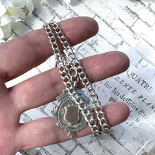 Load image into Gallery viewer, Edwardian English Silver Fine Albert/Albertina Watch Chain &amp; Heart Fob. Antique Sterling Silver Double Albert Chain Bracelet/Necklace c1912
