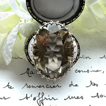 Lade das Bild in den Galerie-Viewer, Vintage 1970s Huge 30ct Smoky Quartz Cocktail Ring. Silver Art Nouveau Style Statement Ring. Scottish Cairngorm Gemstone Ring, Size Q/8-3/4
