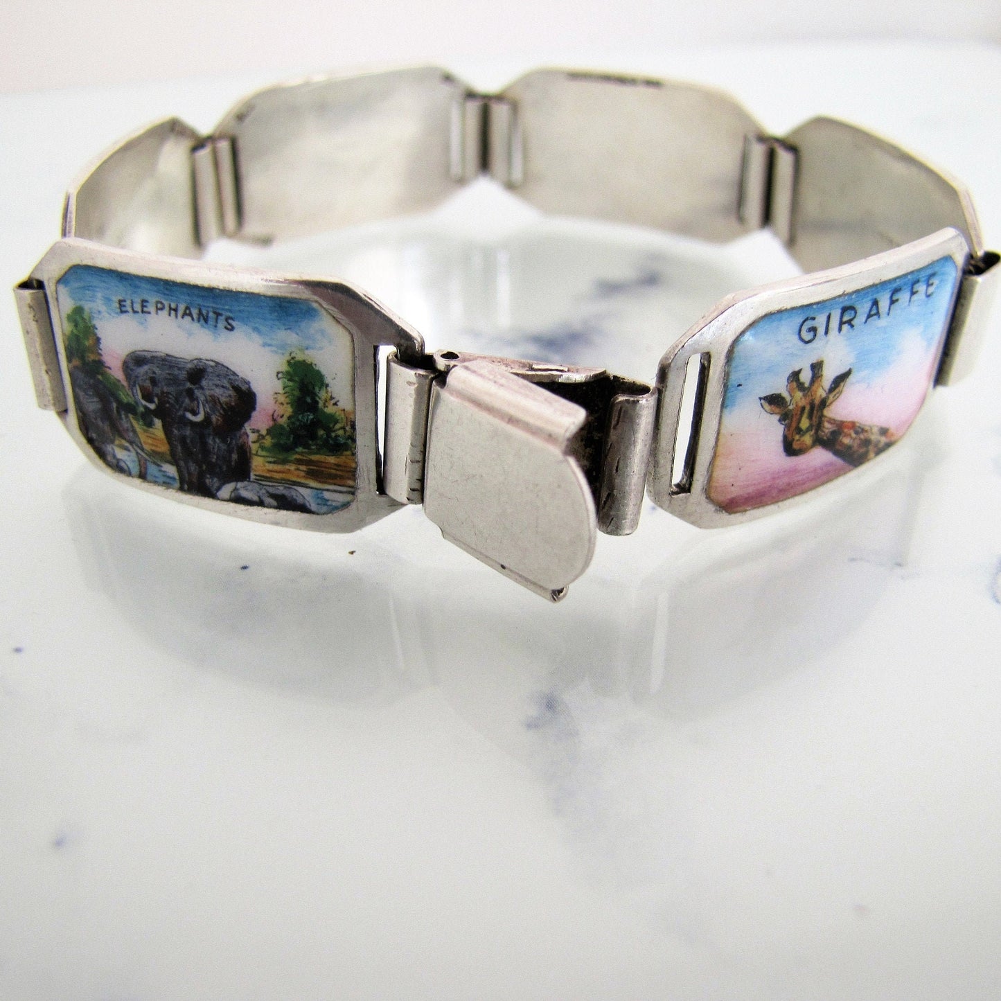 1940's South Africa Silver Enamel Souvenir Bracelet. - MercyMadge