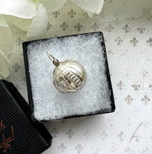 Load image into Gallery viewer, Vintage Sterling Silver Rare English Football Charm - Opens to Reveal Goalkeeper. Soccer Ball Small Pendant &amp; Optional Sterling Silver Chain
